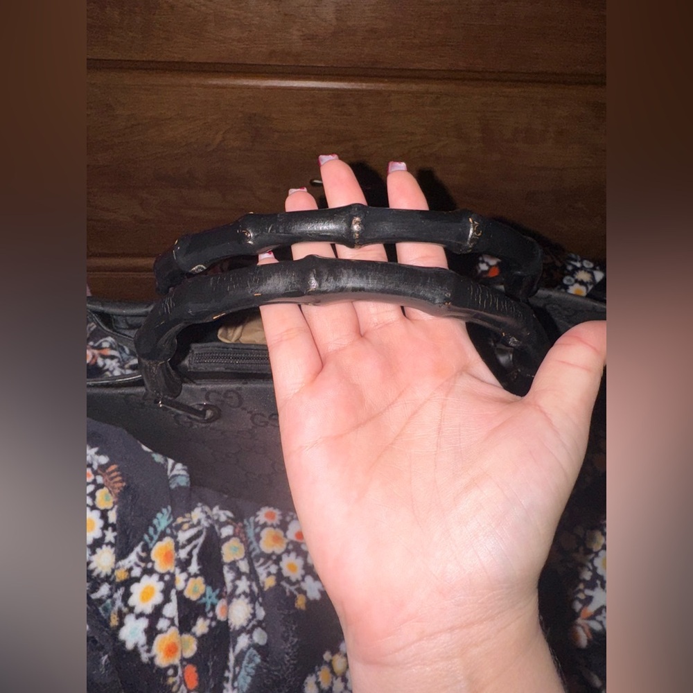 Gucci Black Logo Hand Bag With Bamboo Handles - Picture 3 of 10